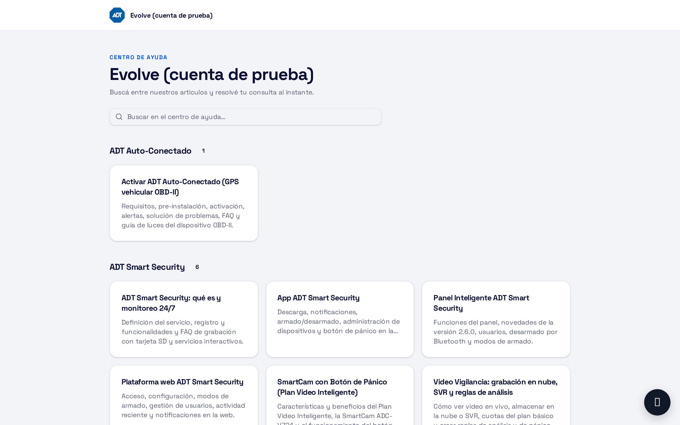 Centro de Ayuda público de Parla con artículos agrupados por categoría y buscador